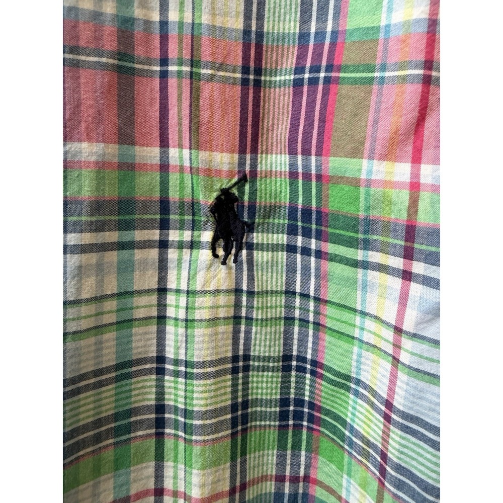 Ralph Lauren Boys Dress Shirt LS Plaid Grn/Pink XL - Picture 2 of 5